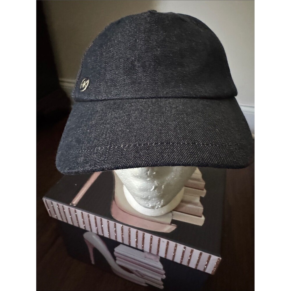 Blue Denim Cap with Small Round Michael Kors Metal Emblem